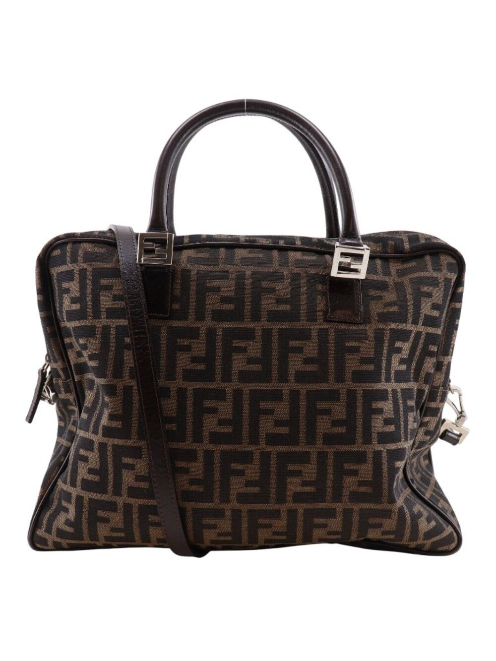 Fendi Zucca 2-Way Shoulder Nylon Canvas Brown Business